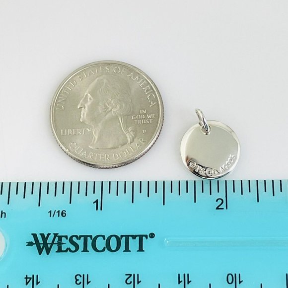 Tiffany Silver Letter P Alphabet Initial Round Circle Notes Charm Pendant - Picture 6 of 7